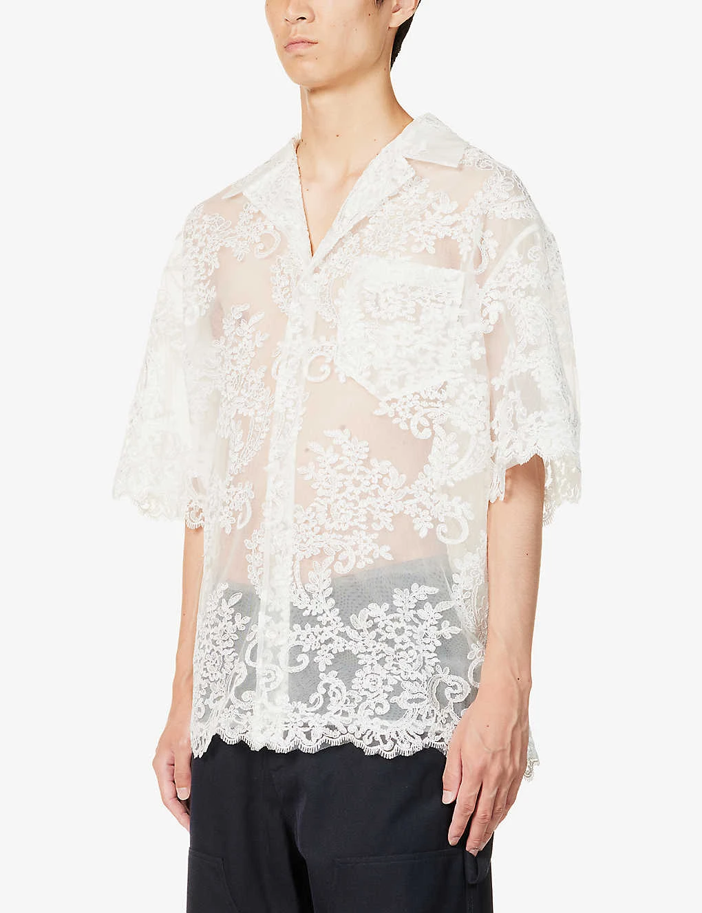 Simone Rocha Short-sleeved Boxy-fit Lace Shirt - Image 3