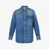 Valentino Branded-pocket Contrast-stitch Relaxed-fit Denim Overshirt
