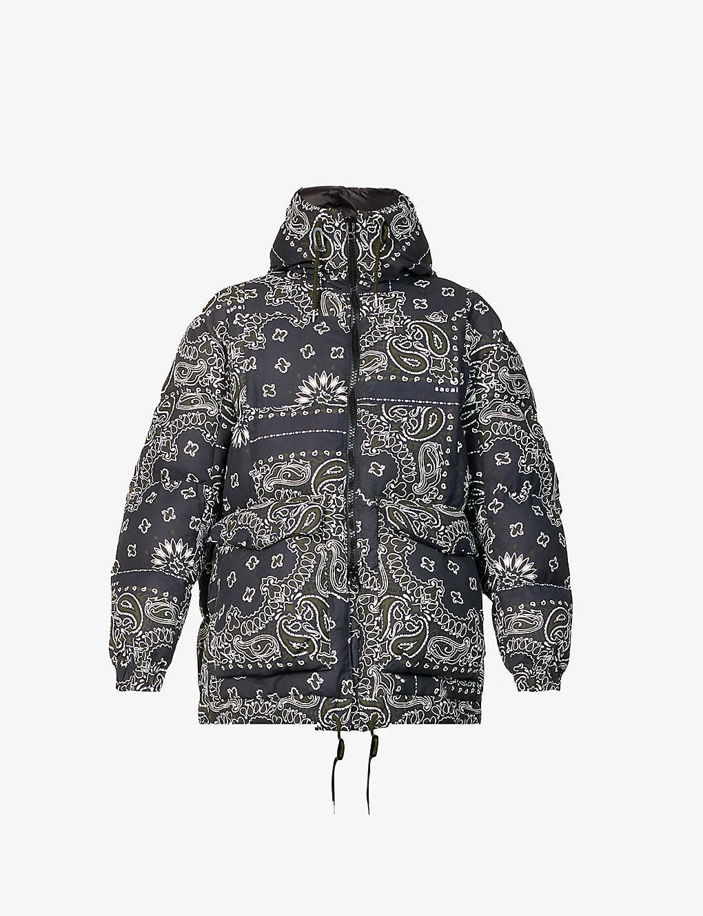 Sacai Bandana-printed Hooded Cotton-canvas Jacket