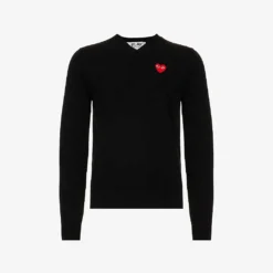Comme Des Garçons Play Brand-embroidered V-neck Wool-knit Jumper