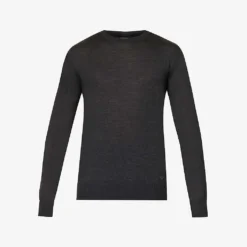 Emporio Armani Brand-print Crewneck Wool-knit Jumper