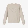 Emporio Armani Logo-embroidered Crew-neck Stretch Cotton-blend Sweatshirt
