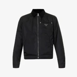 Prada Logo-plaque Spread-collar Recycled-polyamide Jacket