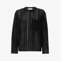 Semi-sheer Dropped-shoulder Woven Top