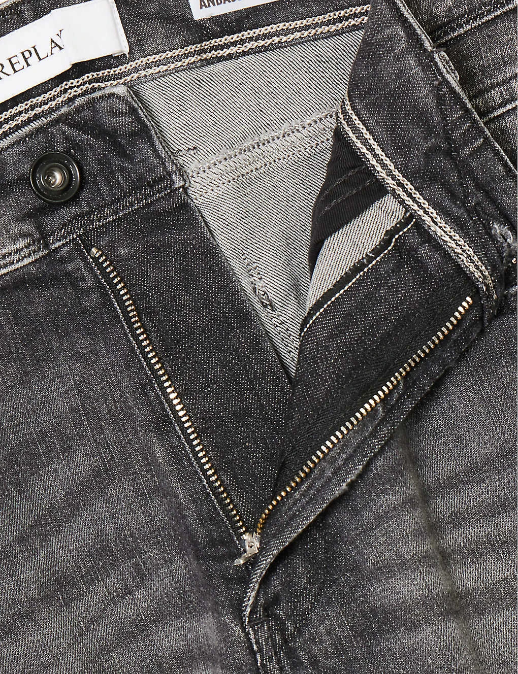 Replay Anbass Distressed Tapered-leg Slim-fit Stretch-denim Jeans - Image 7