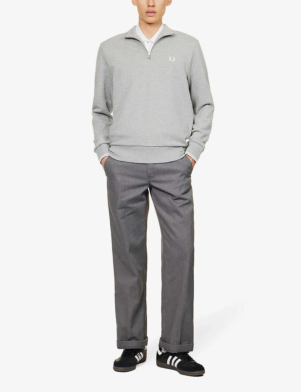 Fred Perry Ringer Brand-embroidered Quarter-zip Cotton-blend Sweatshirt - Image 2