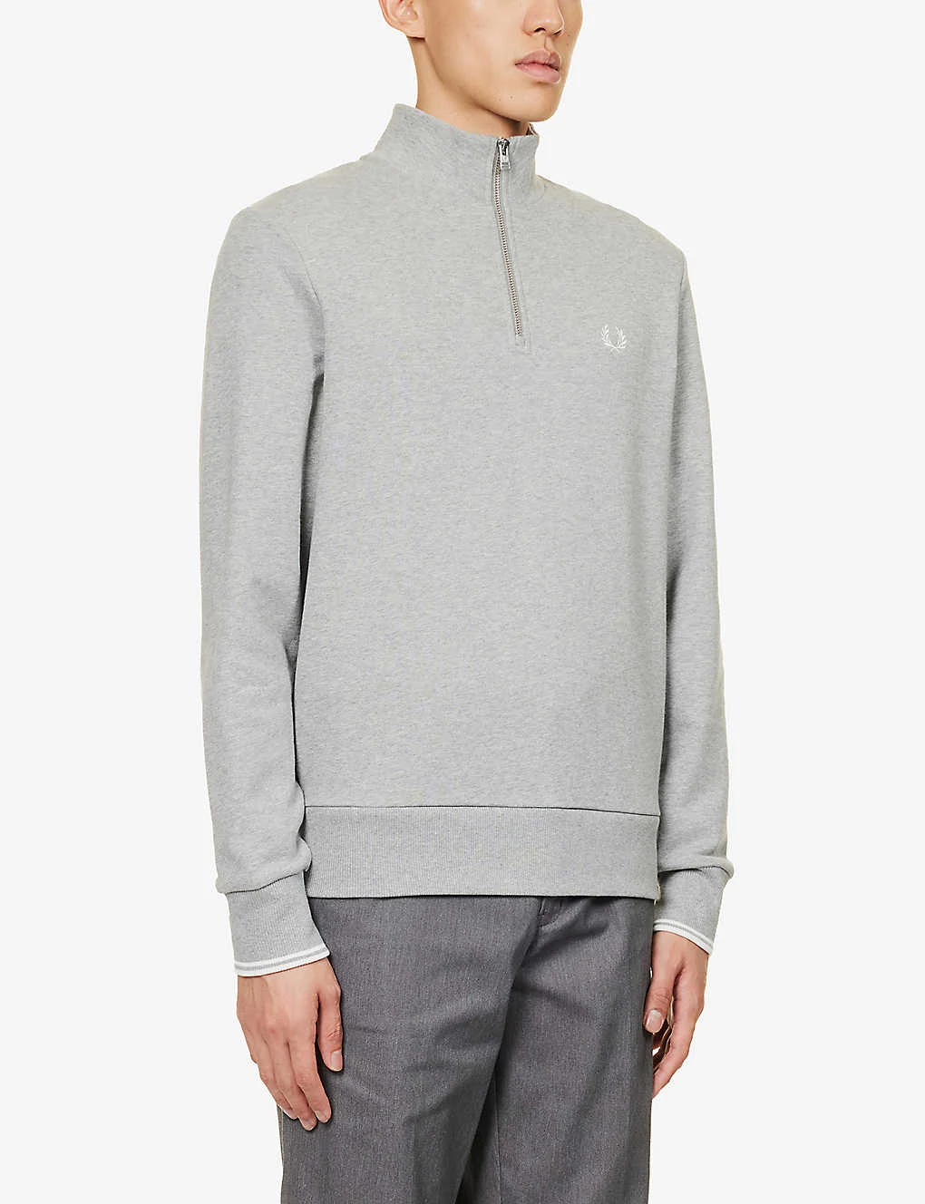 Fred Perry Ringer Brand-embroidered Quarter-zip Cotton-blend Sweatshirt - Image 3