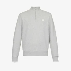 Fred Perry Ringer Brand-embroidered Quarter-zip Cotton-blend Sweatshirt