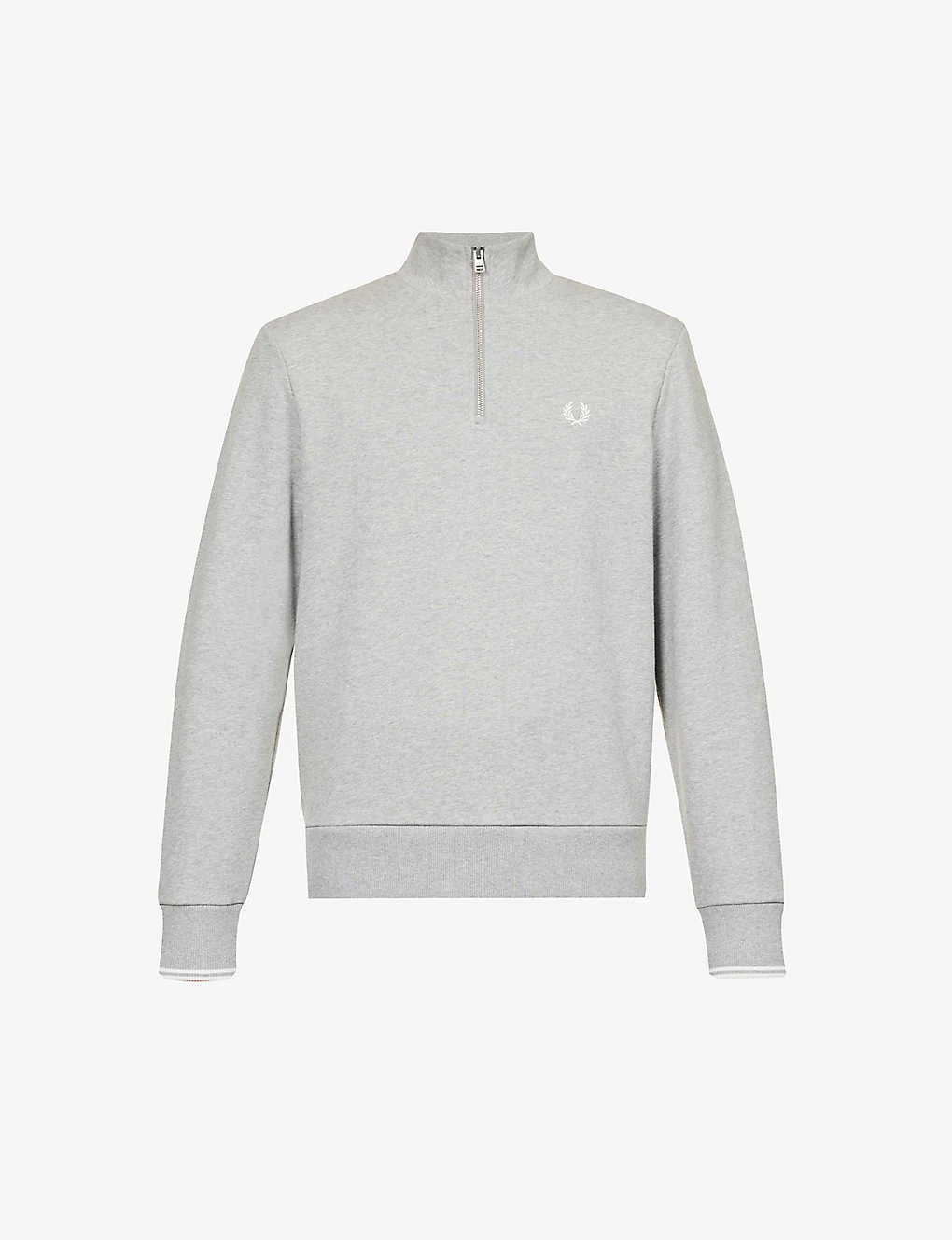 Fred Perry Ringer Brand-embroidered Quarter-zip Cotton-blend Sweatshirt