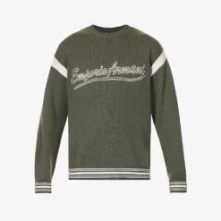 Emporio Armani Brand-embroidered Crewneck Wool-blend Jumper