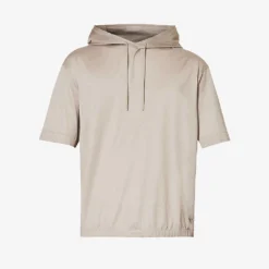 Emporio Armani Brand-embroidered Short-sleeved Jersey Hoody