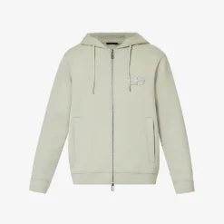 Emporio Armani Brand-embroidered Ribbed-trim Cotton-jersey Hoody