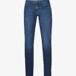 Emporio Armani Brand-patch Straight-leg Slim-fit Stretch-denim Jeans