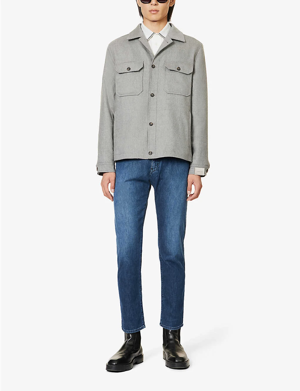 Emporio Armani Brand-plaque Straight-leg Stretch-denim Jeans - Image 2