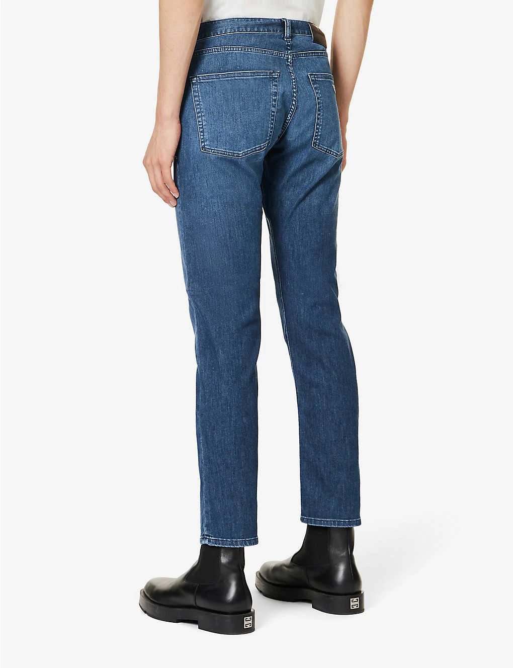 Emporio Armani Brand-plaque Straight-leg Stretch-denim Jeans - Image 4