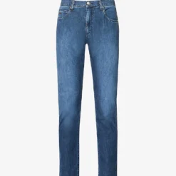 Emporio Armani Brand-plaque Straight-leg Stretch-denim Jeans