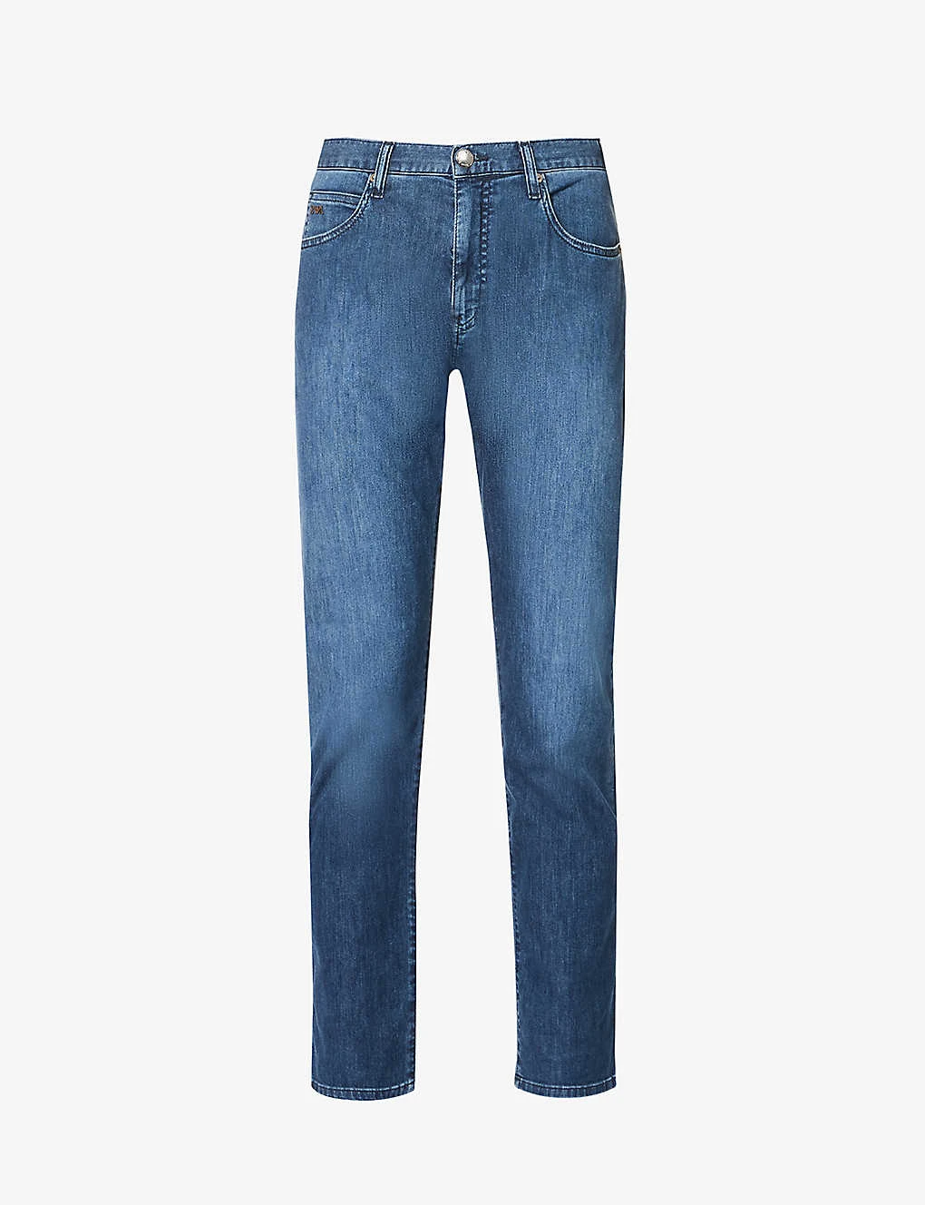 Emporio Armani Brand-plaque Straight-leg Stretch-denim Jeans